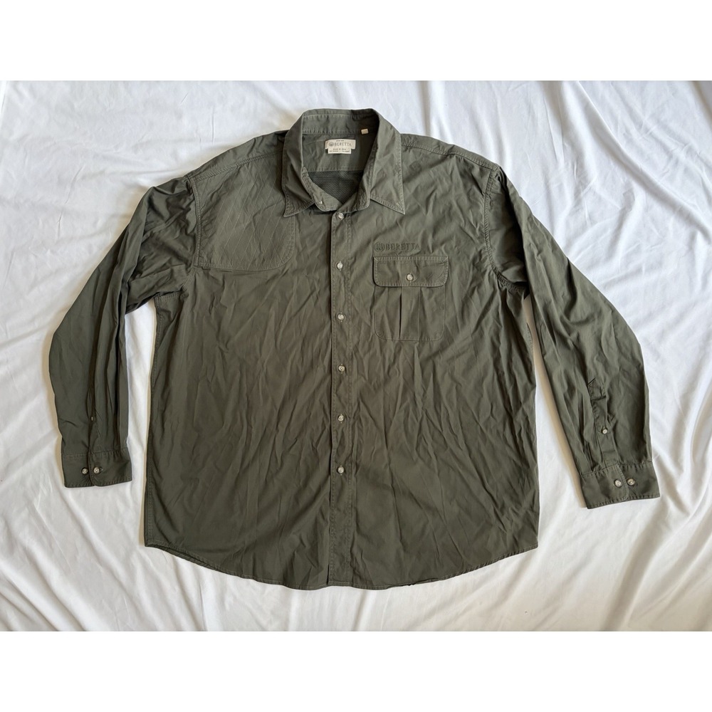 Beretta Olive Green Short Sleeve Shooting Shirt Size 3XL
